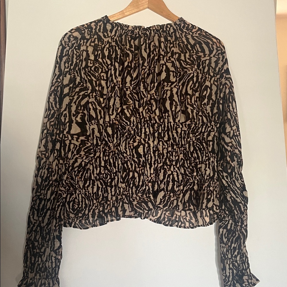 Halogen Sheer Leopard Print Blouse